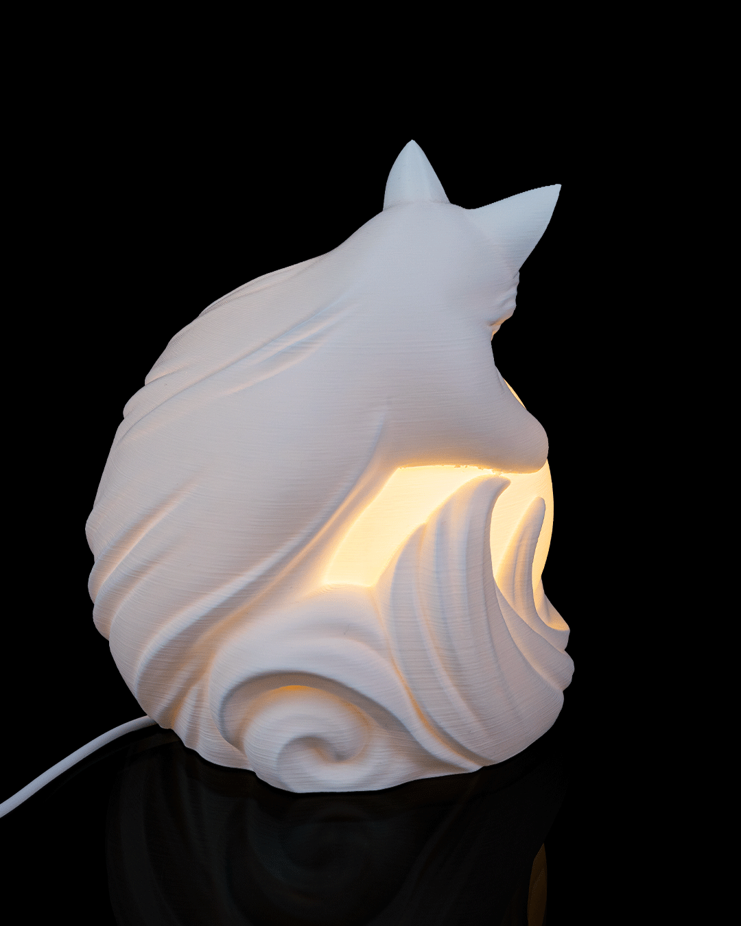 Vulpine Sphere Table Lamp — 3D-printed fox sphere table lamp (view 3)