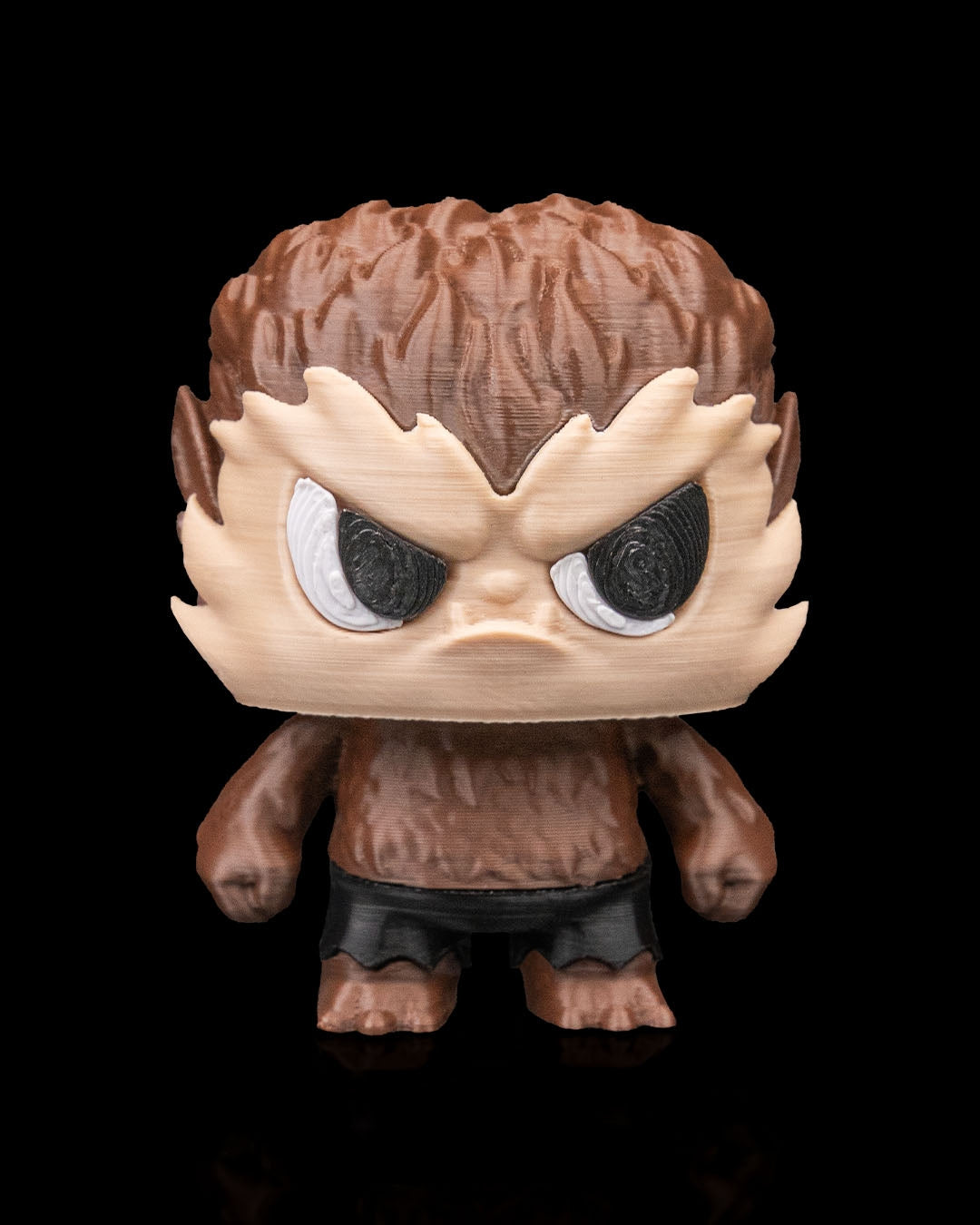 Wantywolf werewolf Anty articulated 3D-printed Halloween keyring — three-quarter angle