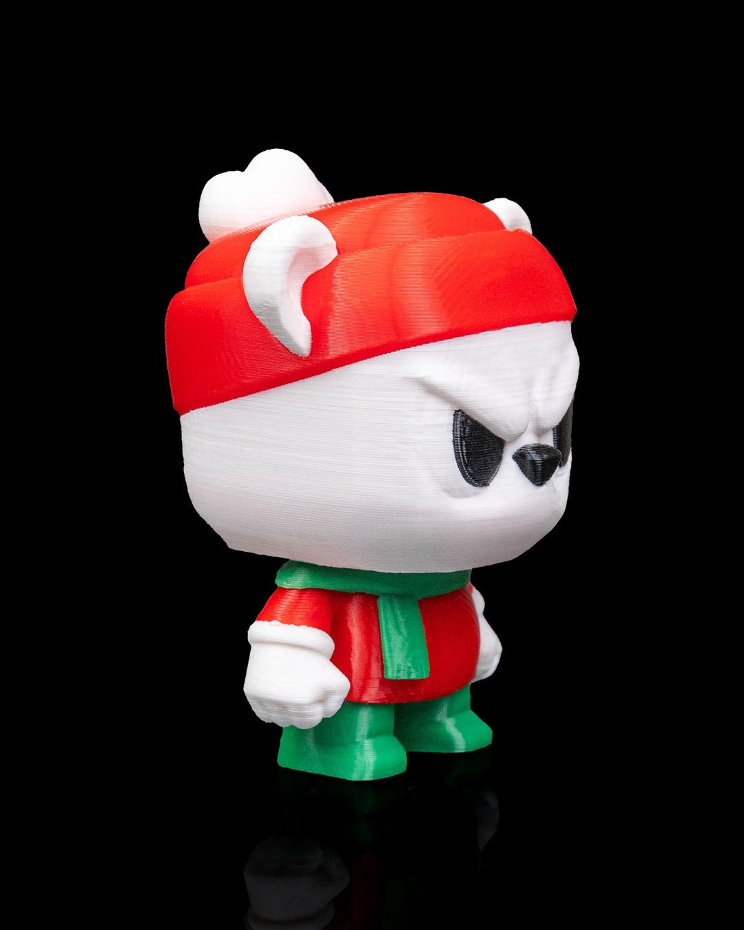 Anty Bear 3D-printed Christmas keyring — three-quarter view