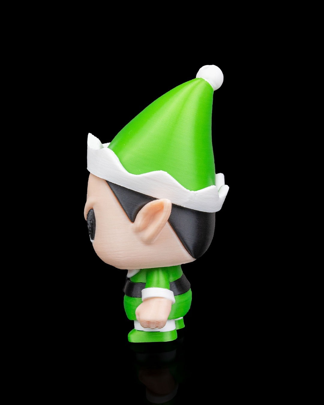 Anty Elf 3D-printed Christmas keyring — rear three-quarter view