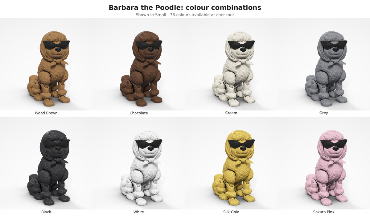 Barbara the Poodle — colour combinations grid