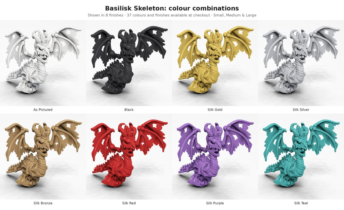 Basilisk Articulated Skeleton — colour combinations in eight finishes