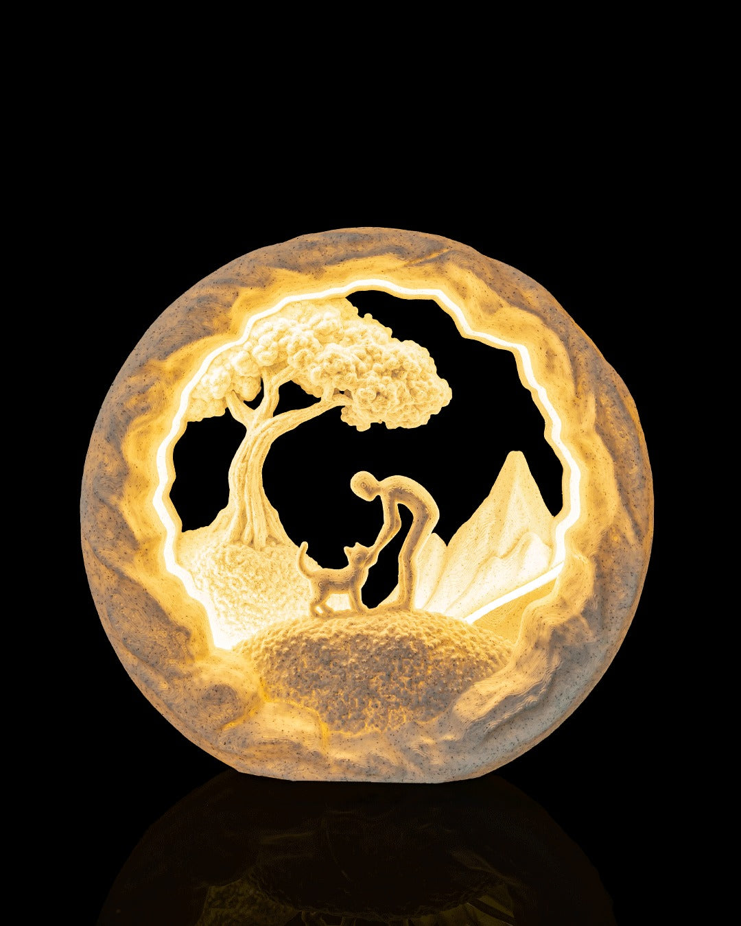 Best Friend Table Lamp — glowing warm, front view