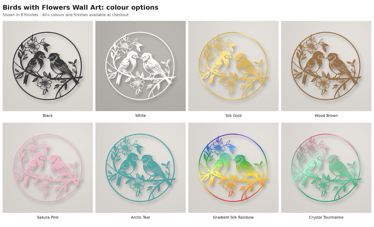 Birds with Flowers Wall Art — colour options