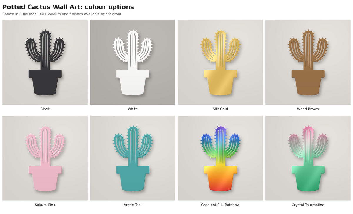 Potted Cactus Wall Art — colour options