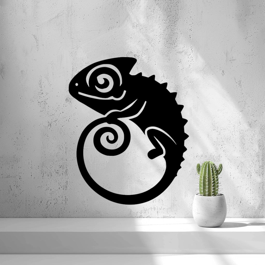 Chameleon Wall Art — shown in black on a wall