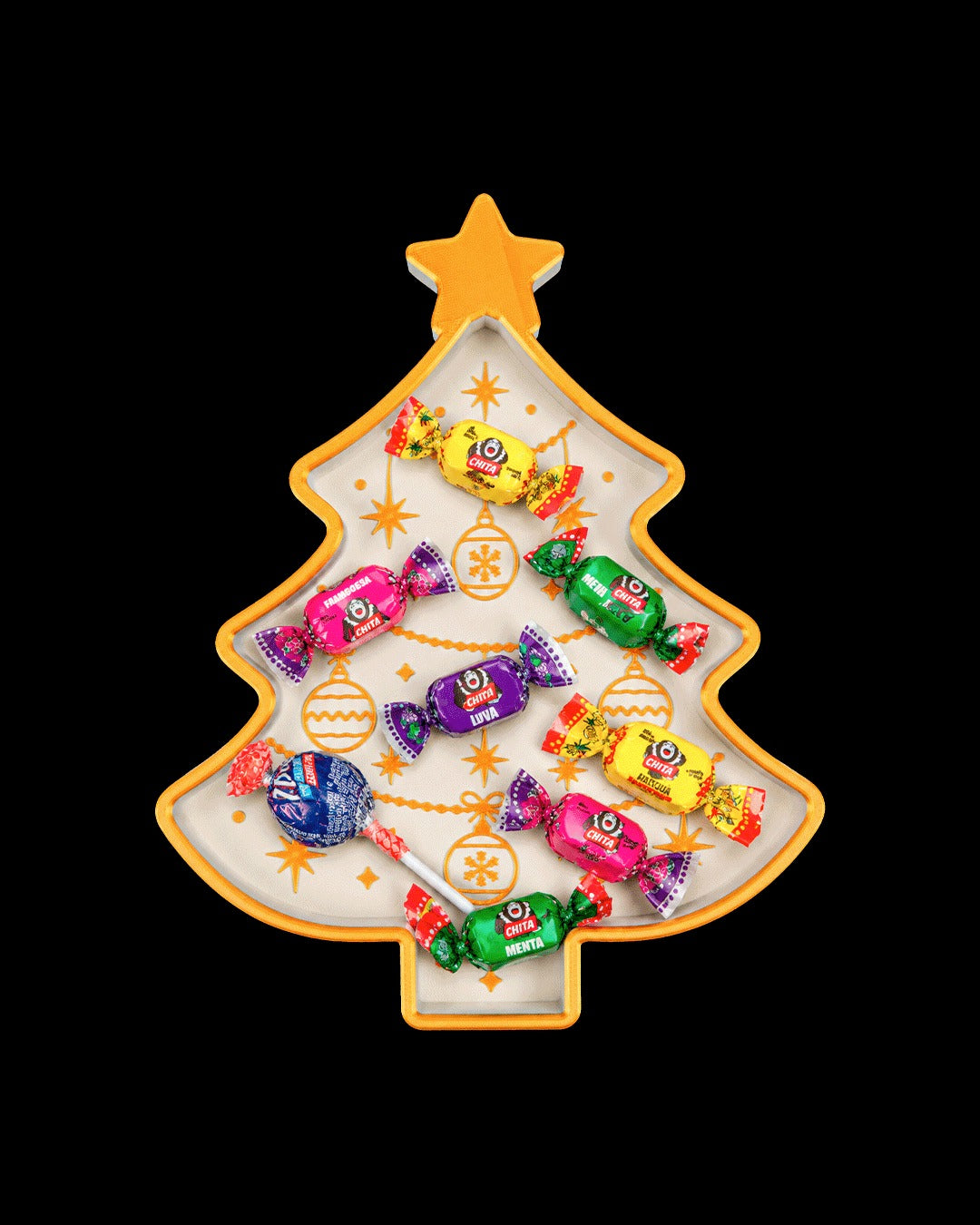 Christmas Tree Tray — filled with wrapped candy