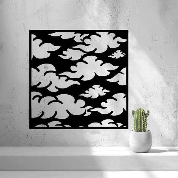 Clouds Wall Art — shown in black on a wall