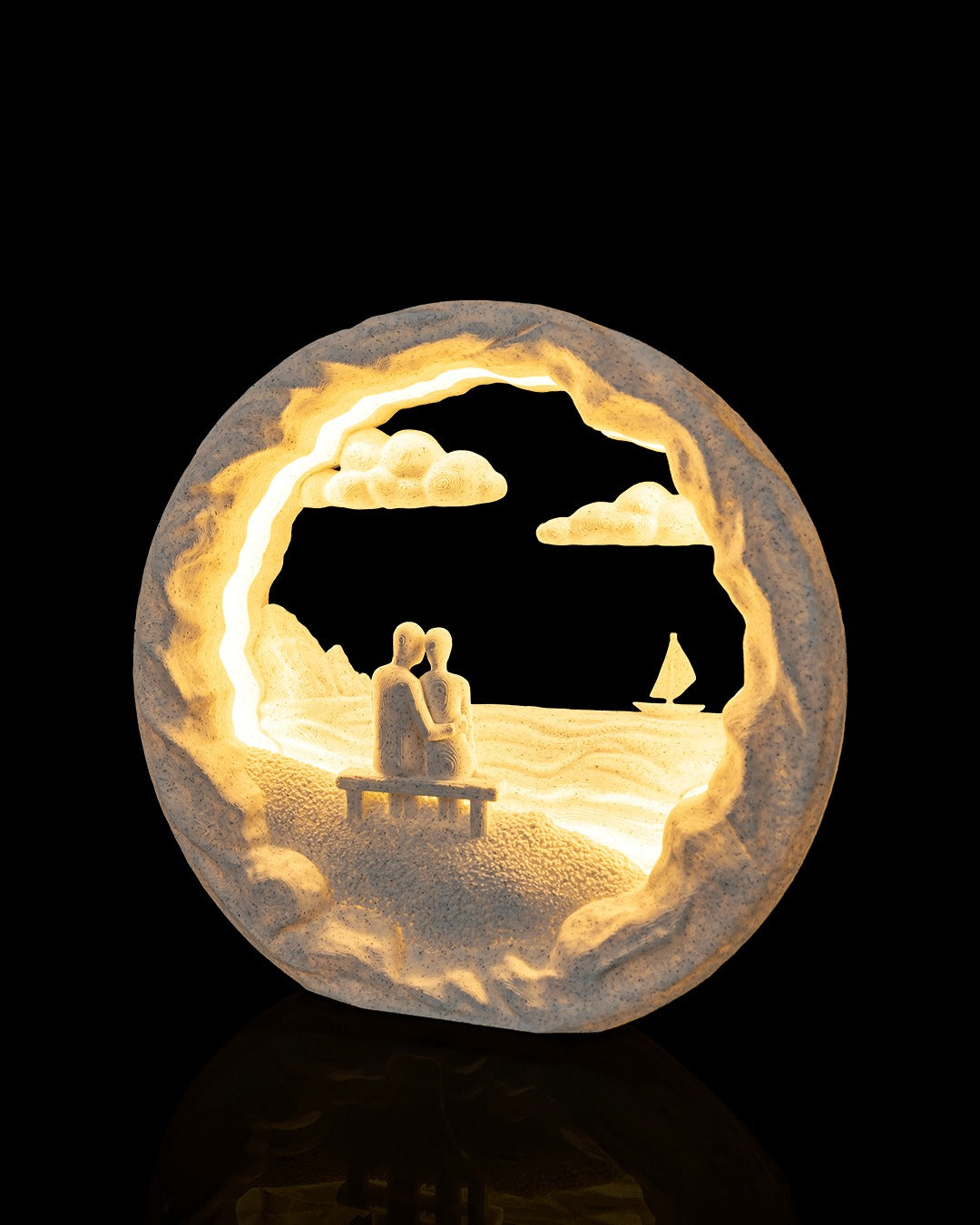 Dockside Dream Table Lamp — lit scene up close