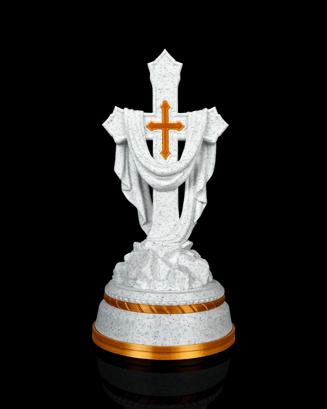 Draped Cross Statue — 160 mm statue switched off, front view