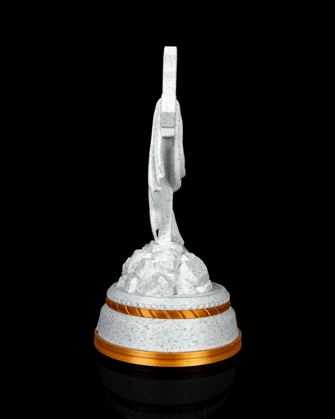 Draped Cross Statue — side view