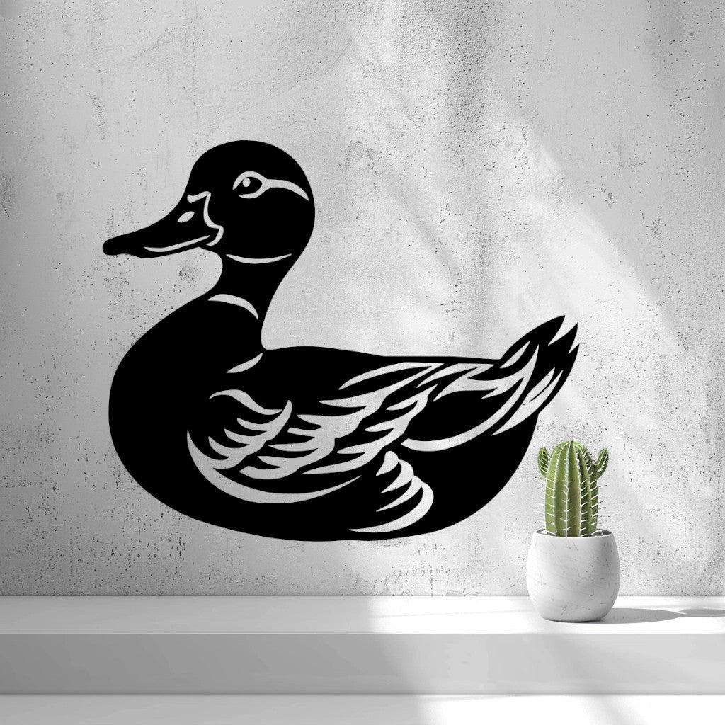 Duck Wall Art — shown in black on a wall