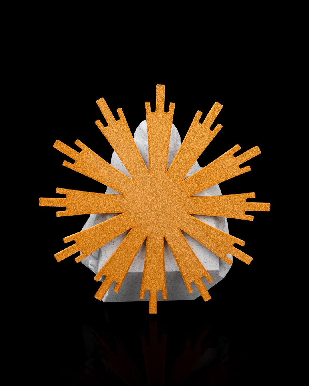 Holy Family Sculpture with Gold Sunburst Halo, Stone-Inspired White Finish
