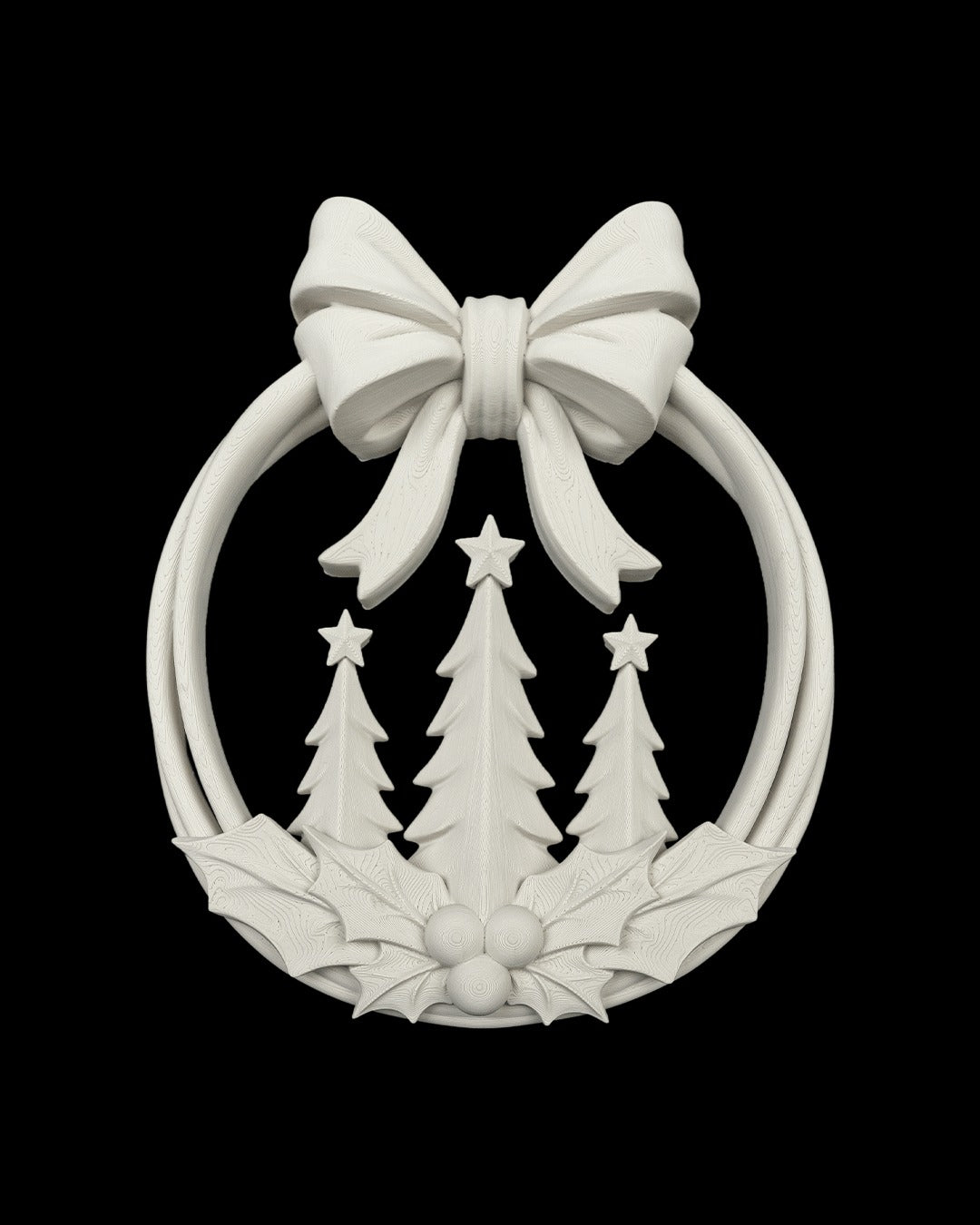 Evergreen Wreath — all-white version with white bow