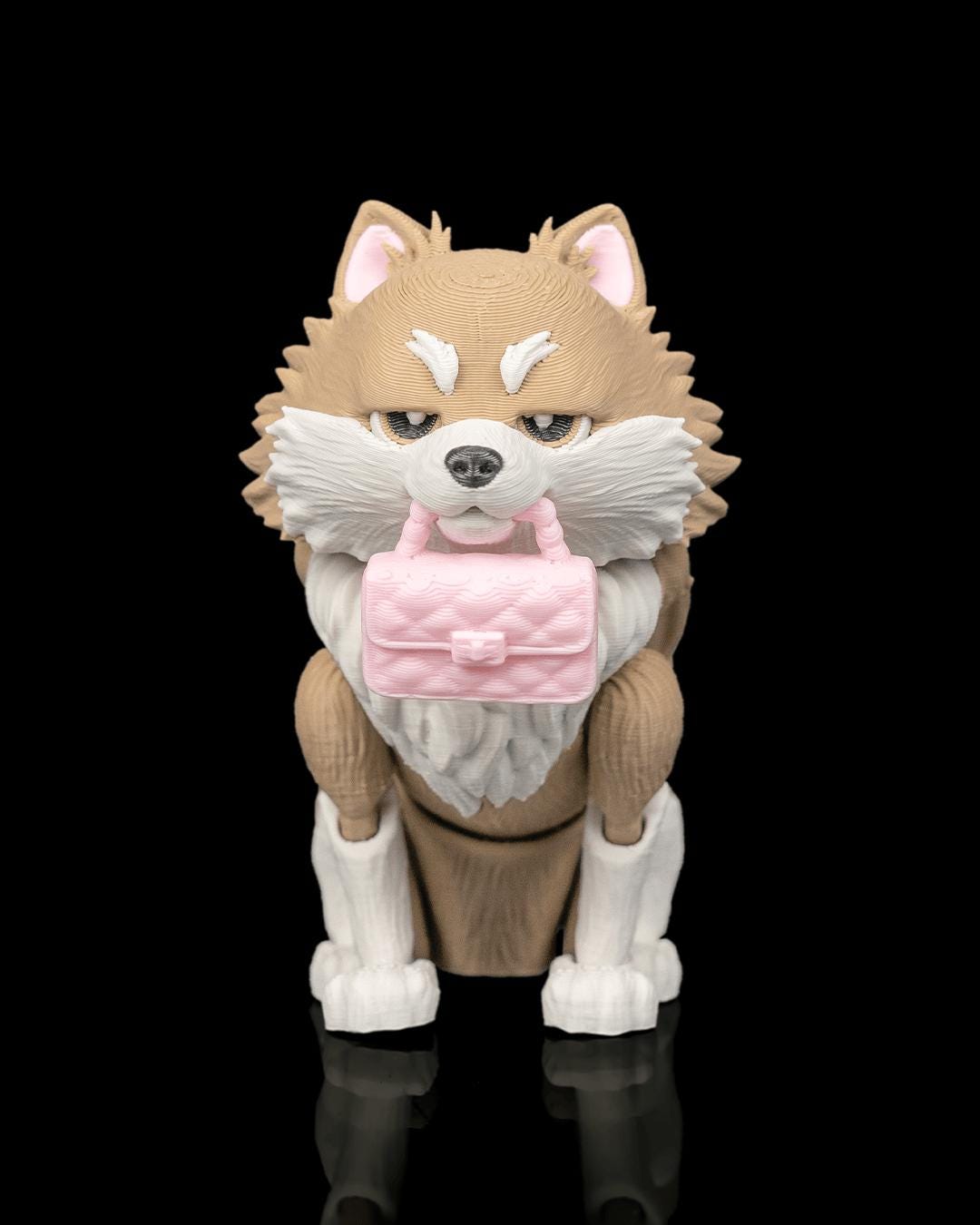 Articulated Pomeranian Dog Toy: Luna, Desk Companion, Dog Lover Gift