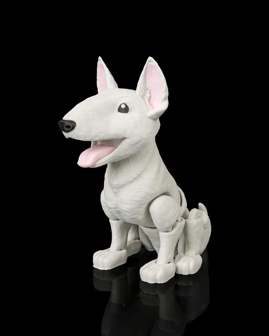 Articulated Bull Terrier Dog Toy: Poseable Desk Buddy, Dog Lover Collectible