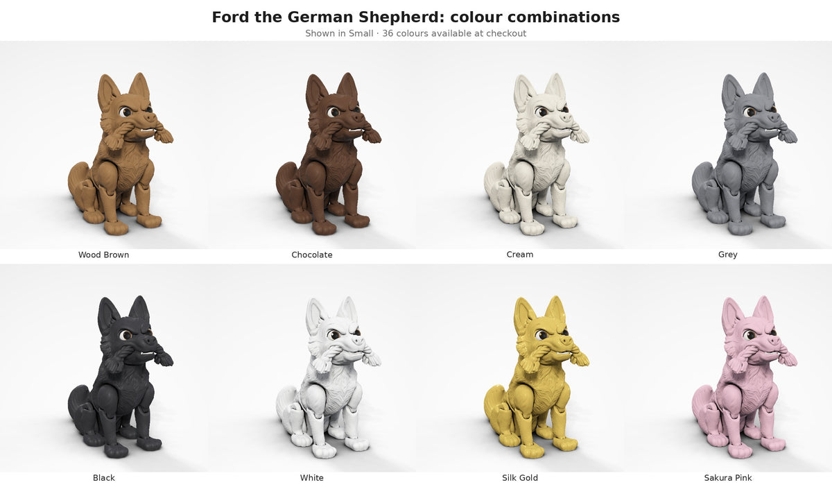 Ford the German Shepherd — colour combinations grid