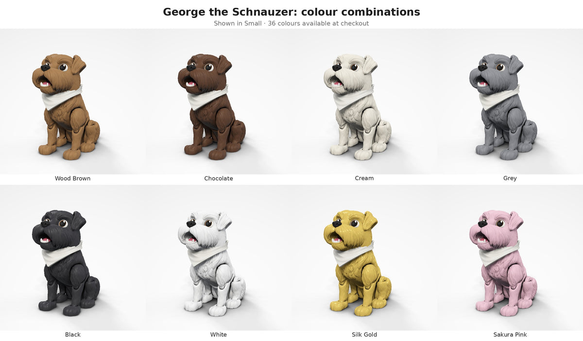 George the Schnauzer — colour combinations grid