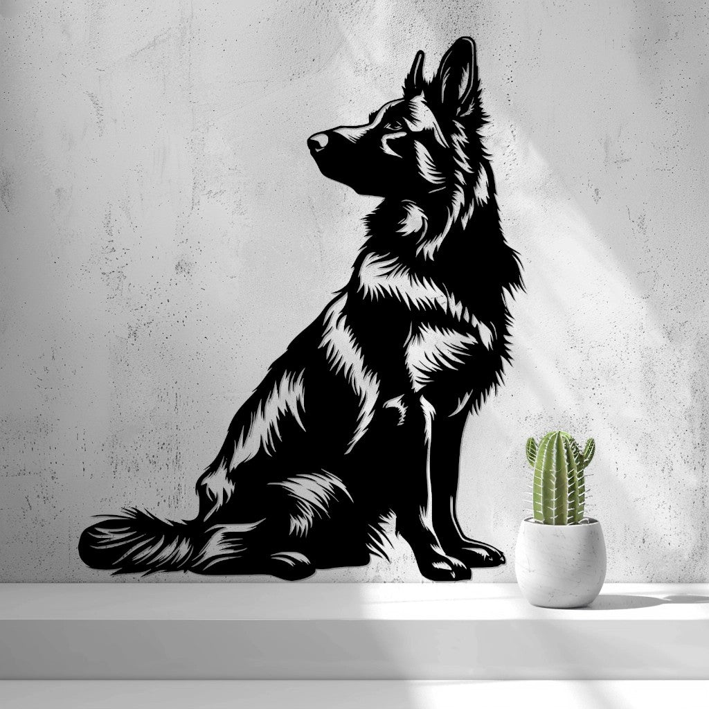 German Shepherd Wall Art — shown in black on a wall