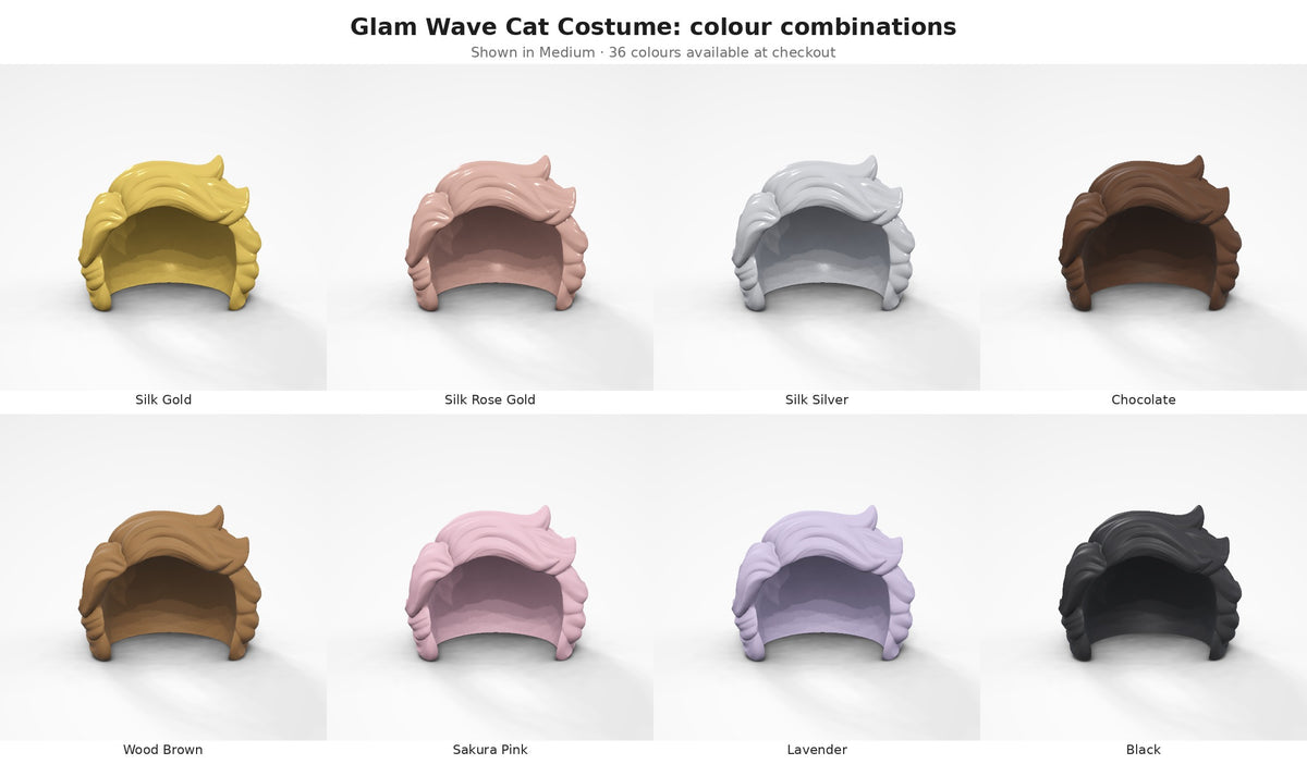 Glam Wave Cat Costume — colour combinations grid