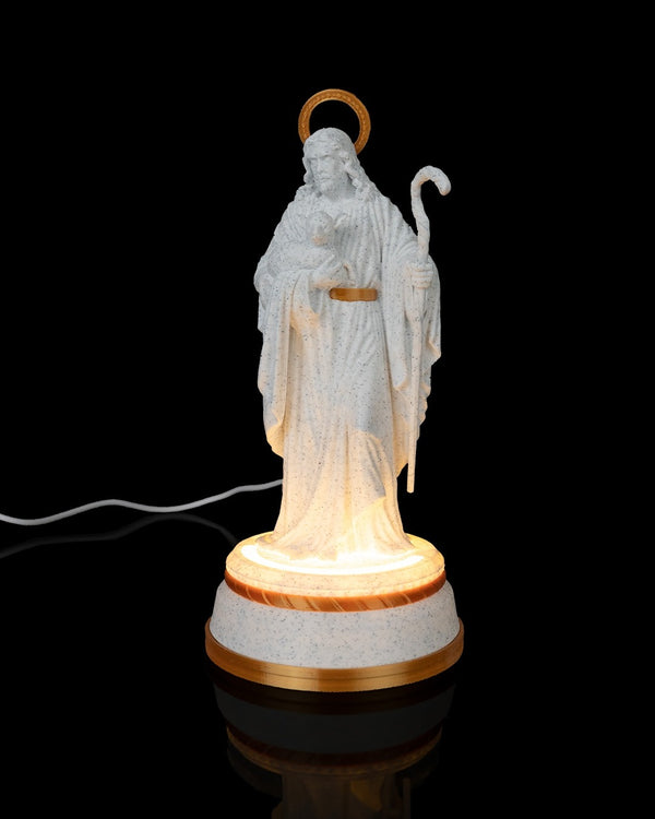 Good Shepherd Statue — 160 mm statue glowing on its LED base