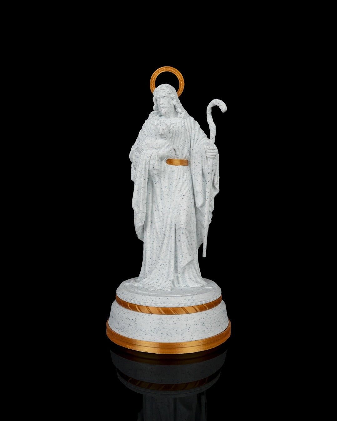 Good Shepherd Statue — 160 mm statue switched off, front view