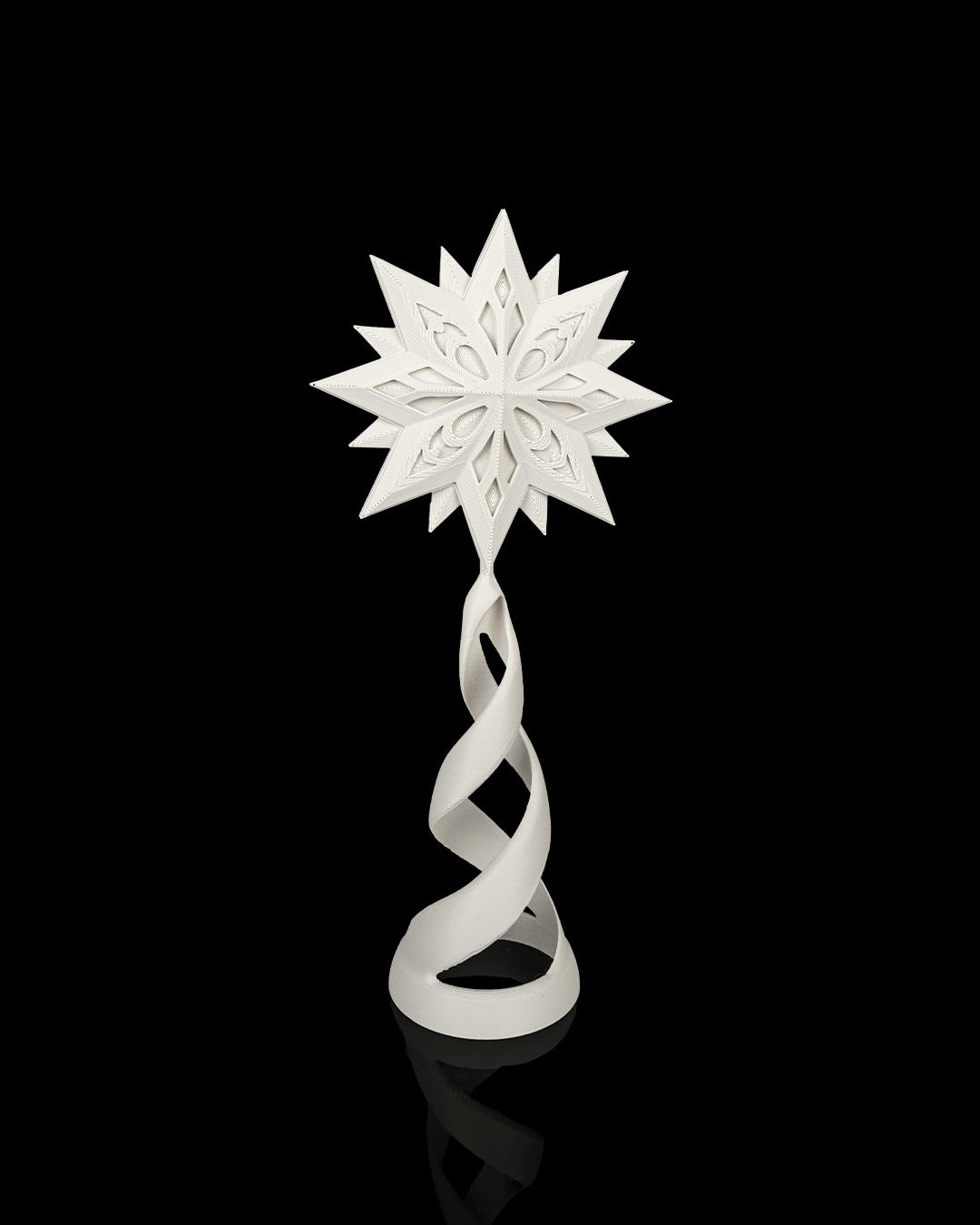 Guiding Star Tree Topper — all-white star and stand