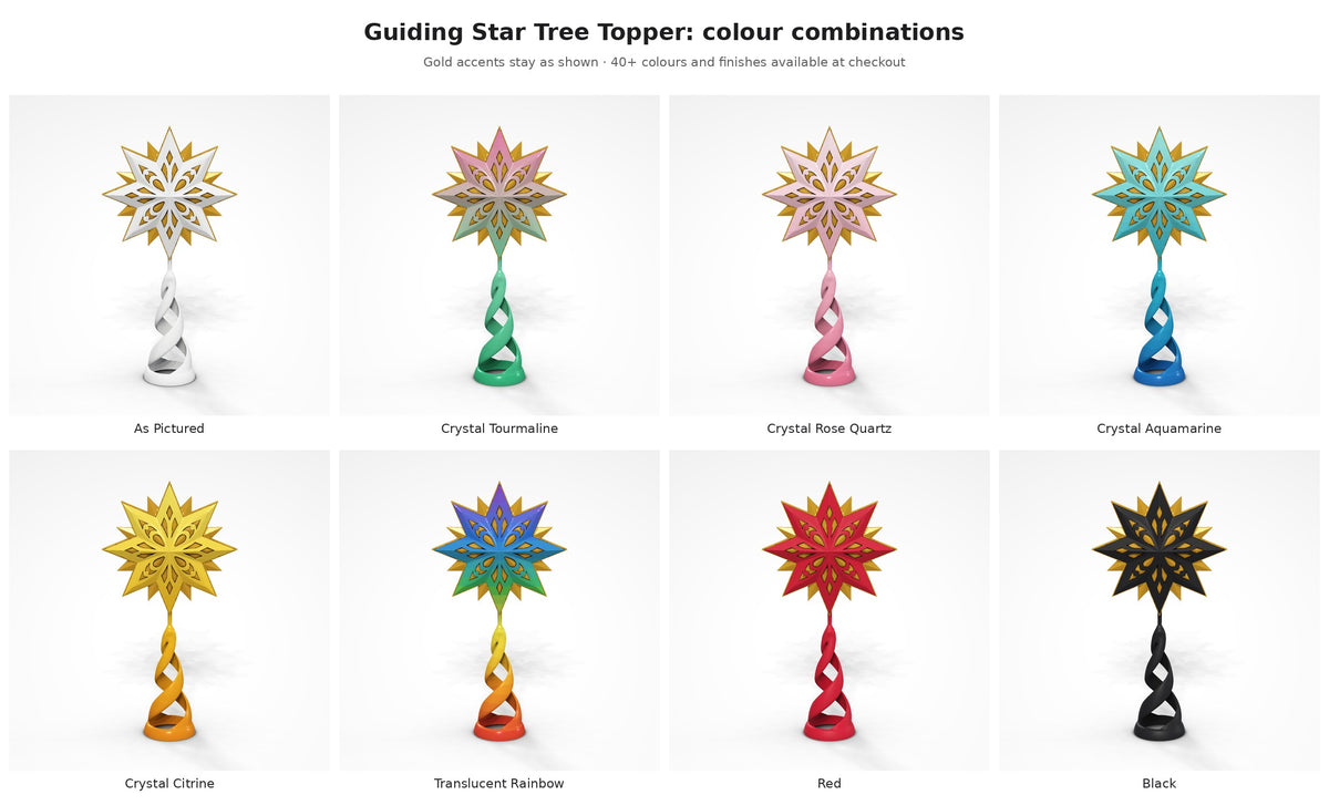 Guiding Star Tree Topper — colour combinations