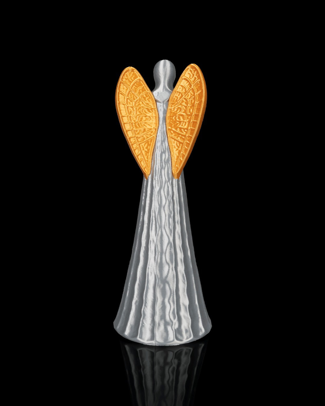 Heavenly Trio — gold wings, back view