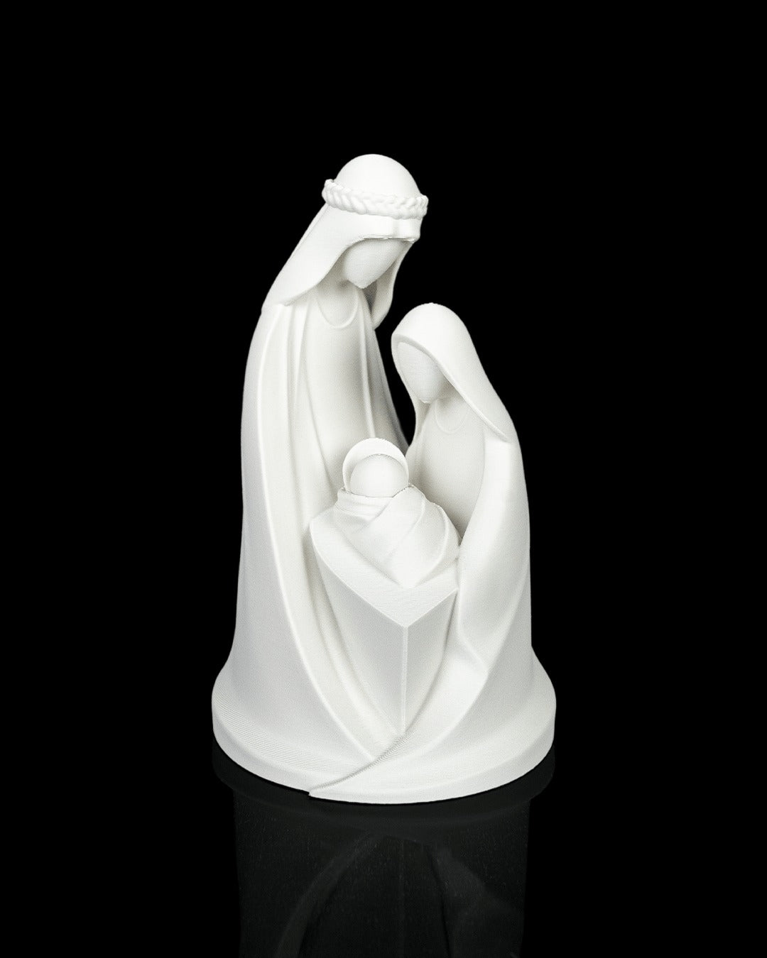 Holy Family Embrace — all-white version, front view