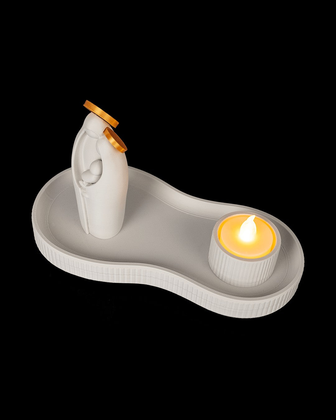 Kidney Tray and Candle Holder — styled with a statue (sold separately)