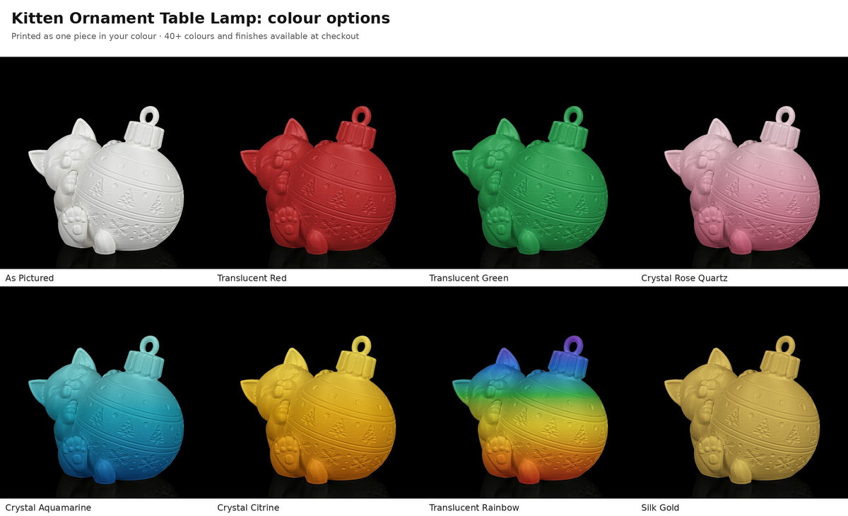 Kitten Ornament Table Lamp — colour options