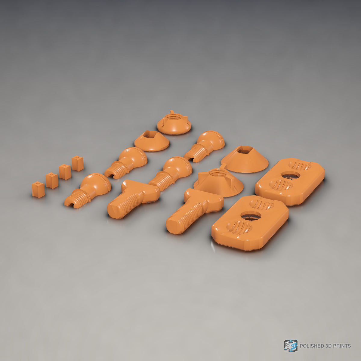 Link-A-Link Ball Joint Link – in PETG Orange on a dark studio background