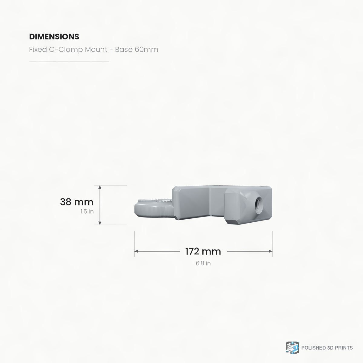 Link-A-Link Fixed C-Clamp Mount – dimensions drawing