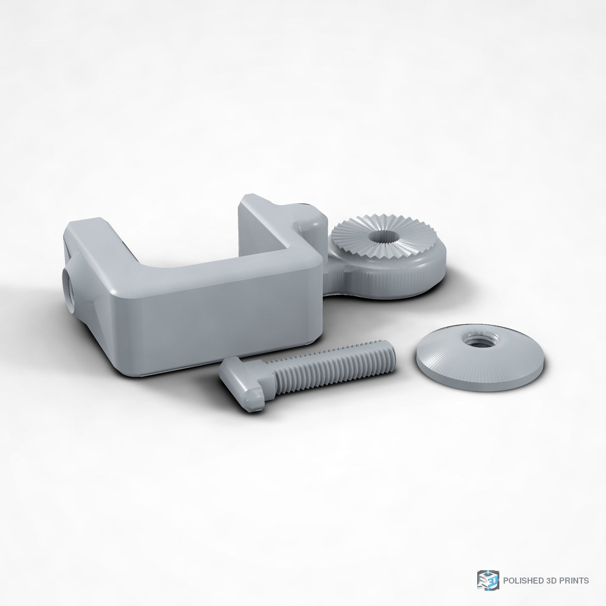 Link-A-Link Fixed C-Clamp Mount – rear view in PETG Grey