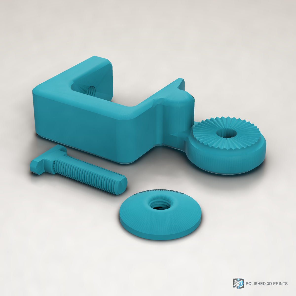 Link-A-Link Fixed C-Clamp Mount – in ASA Teal on a warm studio background