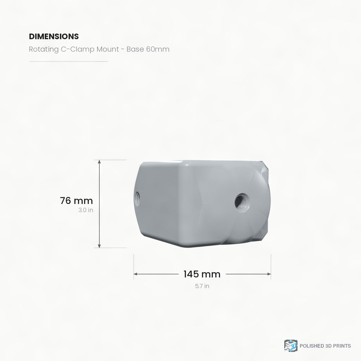 Link-A-Link Rotating C-Clamp Mount – dimensions drawing