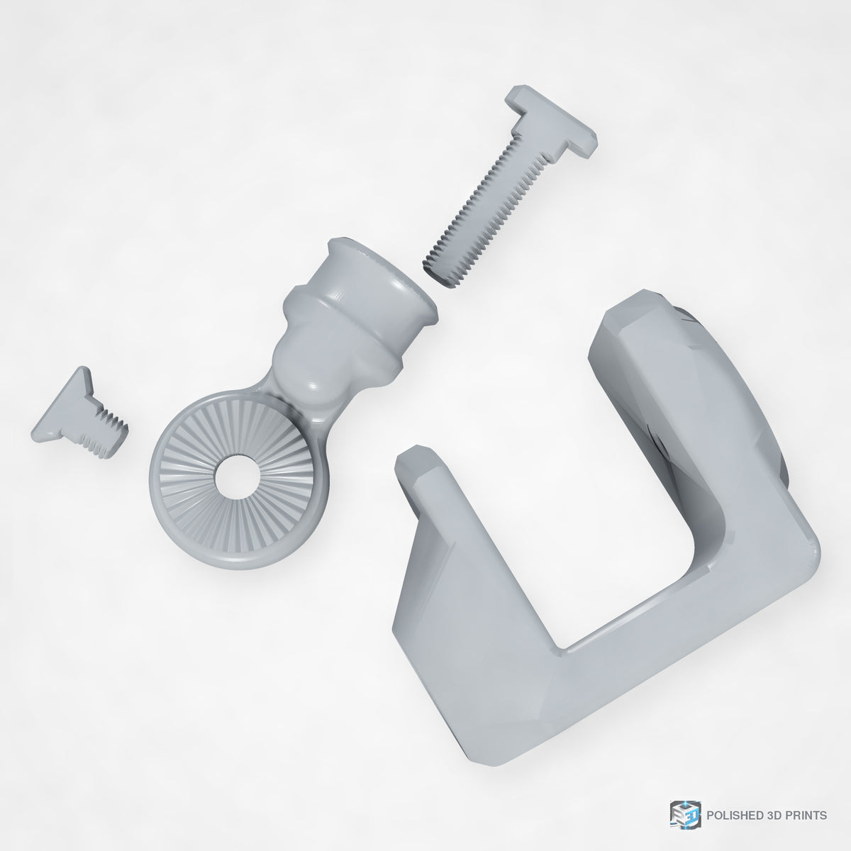 Link-A-Link Rotating C-Clamp Mount – top-down view in PETG Grey