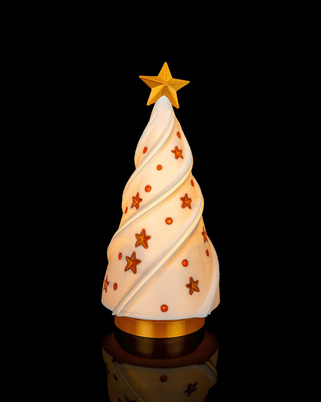 Luminous Tree Table Lamp — spiral tree glowing with gold stars