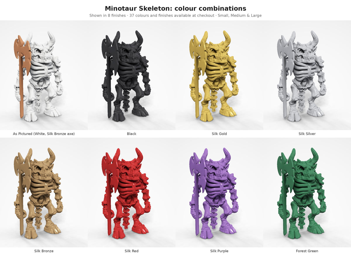Articulated Minotaur Skeleton Figure — colour combinations in eight finishes