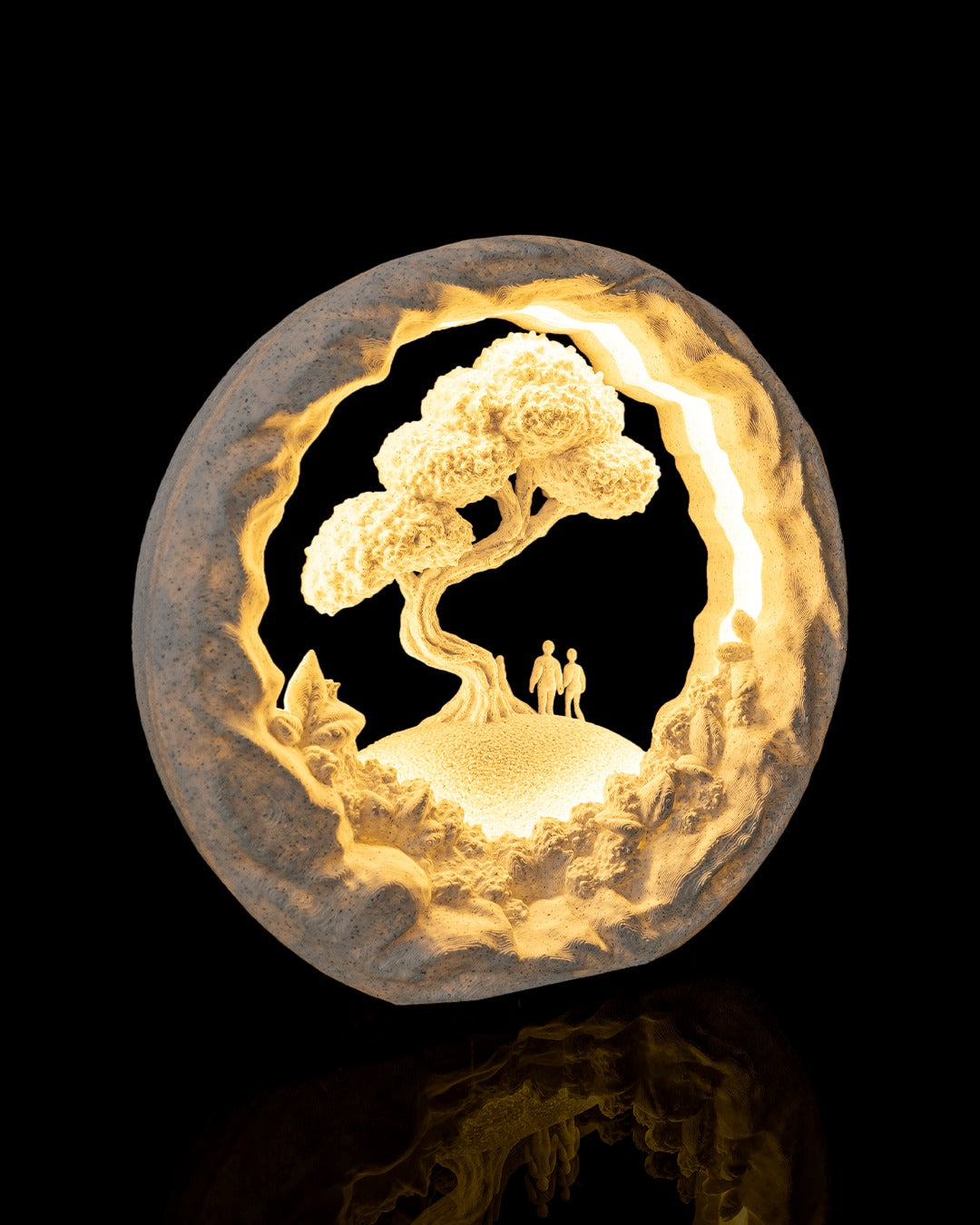 Our Journey Table Lamp — lit scene up close