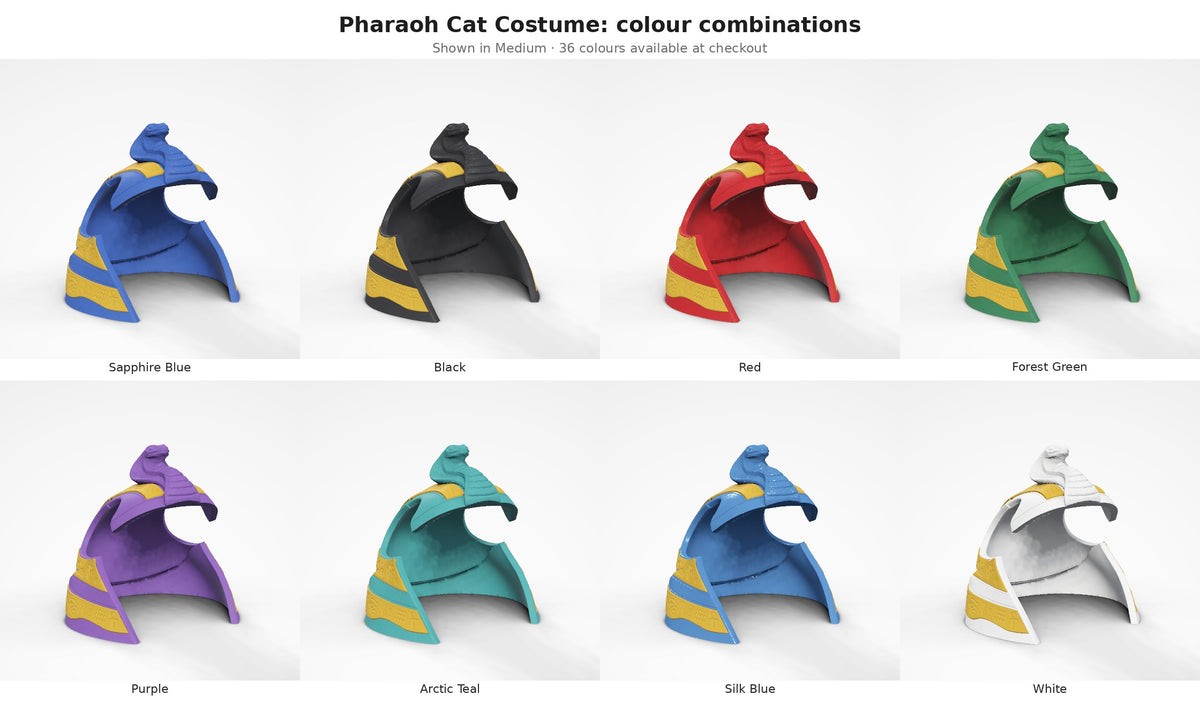 Pharaoh Cat Costume — colour combinations grid