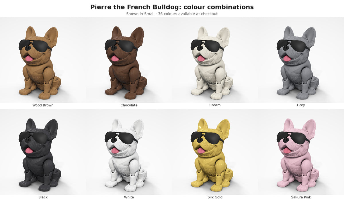 Pierre the French Bulldog — colour combinations grid