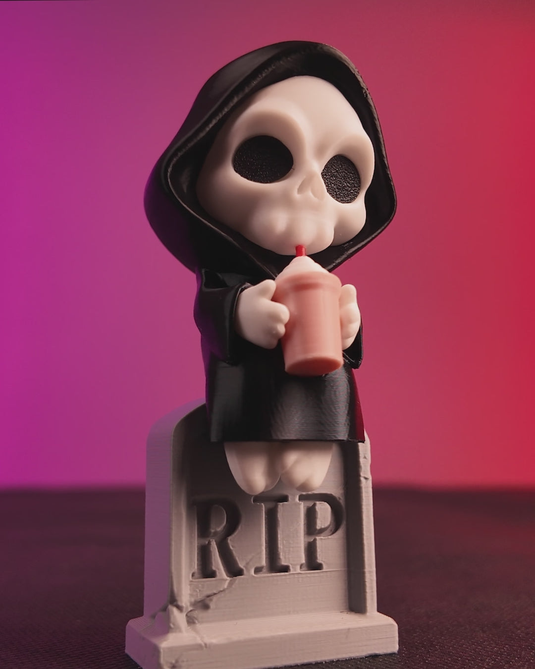 Reap in Peace gravestone reaper — 3D-printed Halloween figure in motion