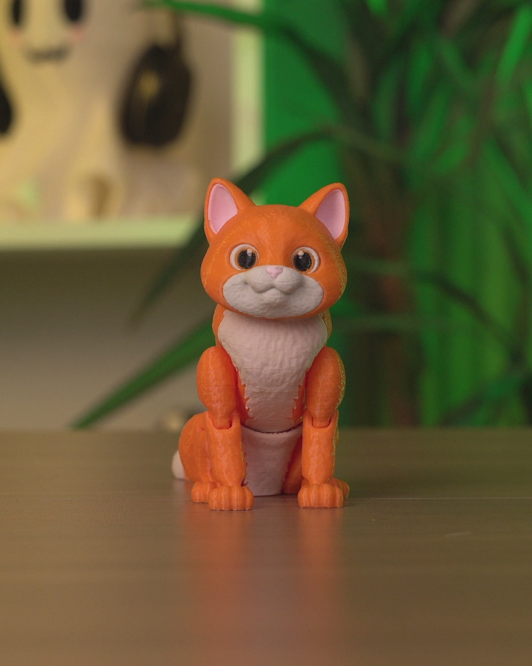 Cat Romeo articulated 3D print in motion — poseable figurine flexing and posing