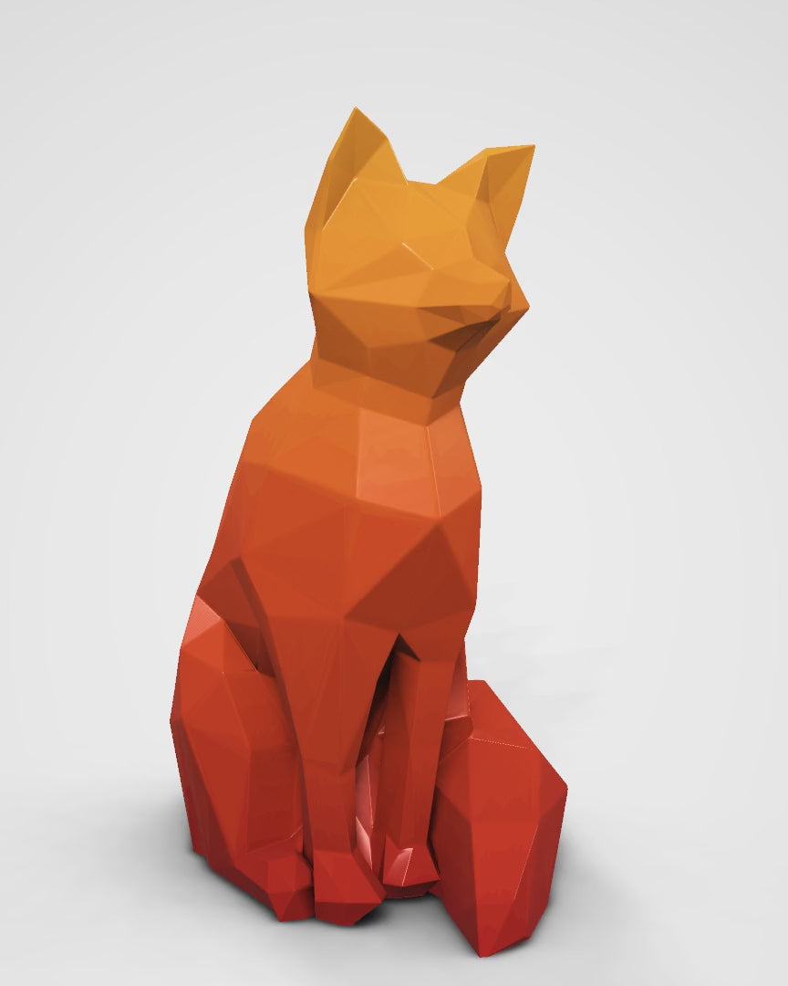 Geometric Fox LED Lamp — 360° spin in Crystal Carnelian