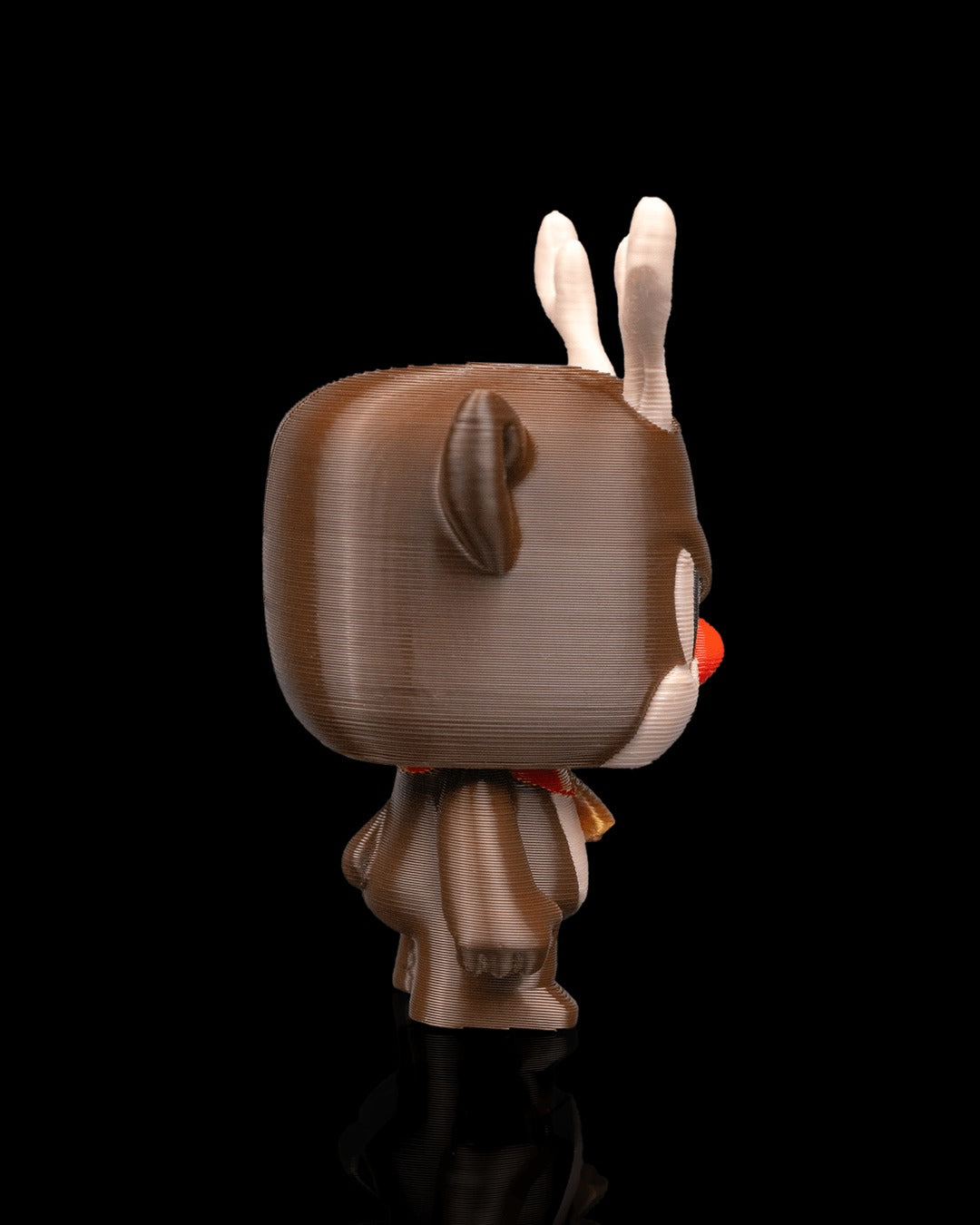 Rantydeer 3D-printed Christmas keyring — side profile