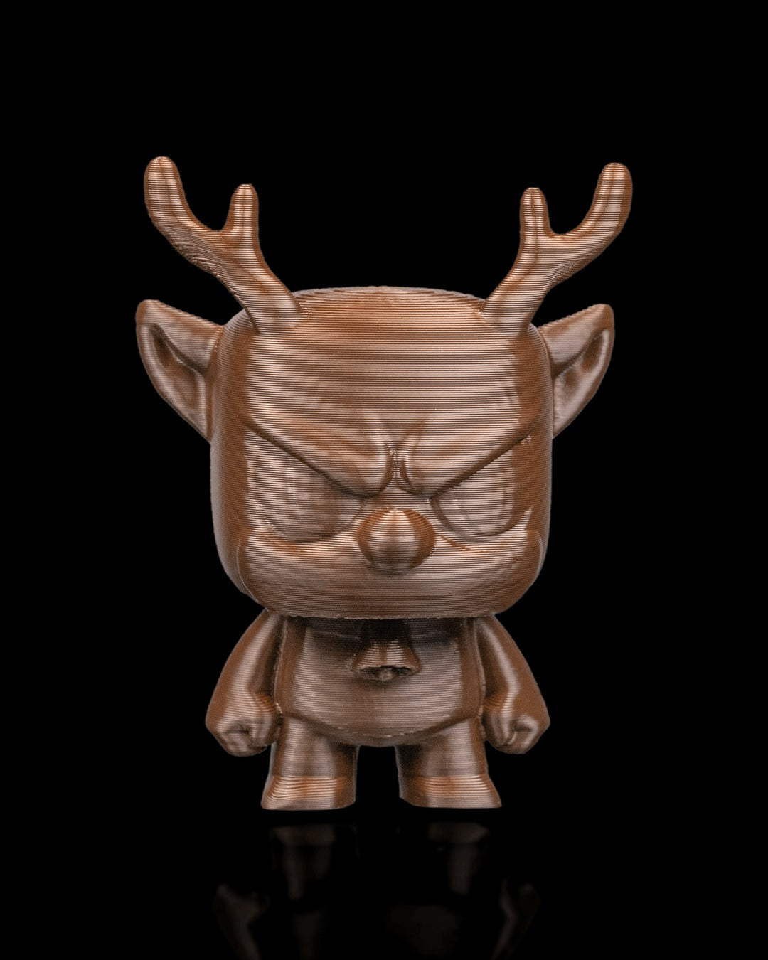 Rantydeer 3D-printed Christmas keyring — printed in a single colour