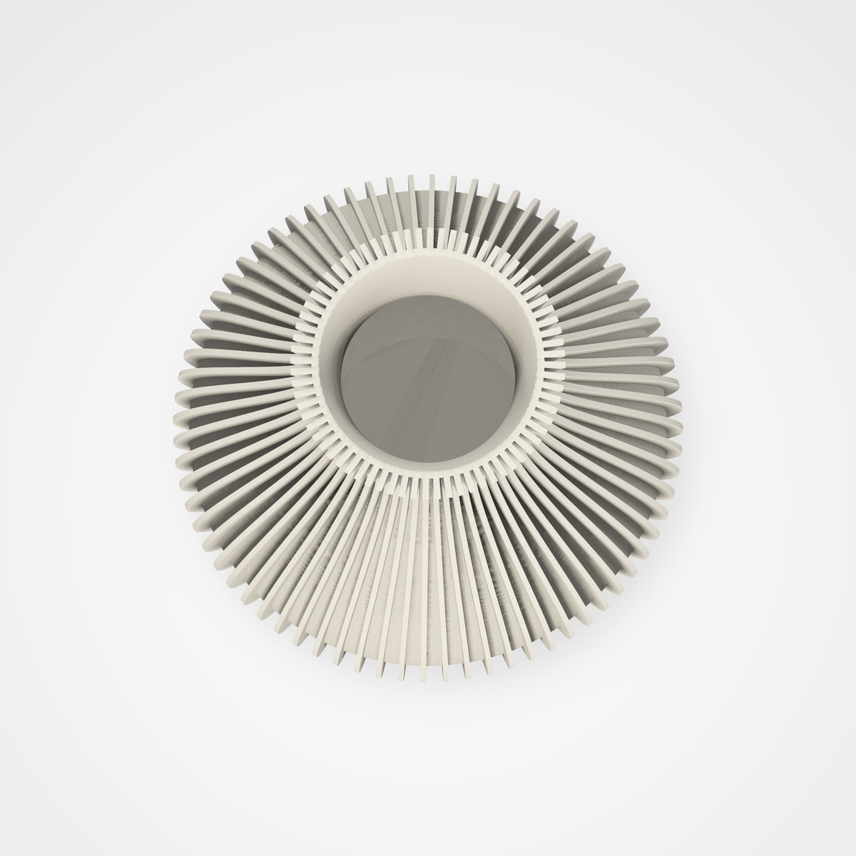 Ribbed Bulb Vase — top-down view of the ribs and opening in matte cream on white