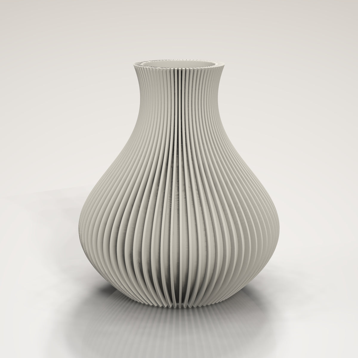 Ribbed Bulb Vase — matte cream vase on a warm gradient background